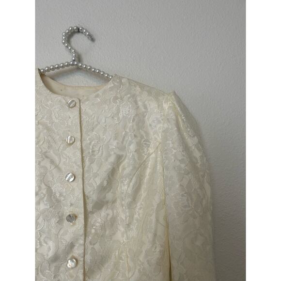 Gunne Sax Ivory Button Front Floral Lace Puff Sleeve Blazer Vintage *TINY FLAW - Picture 10 of 15